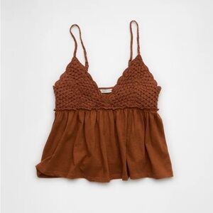 AE Brown Crocheted Spaghetti Strap Top